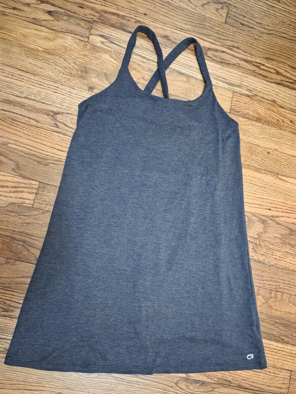 GapFit Brushed Tech Jersey Charcoal Gray Crossback Tank Dress Size Small